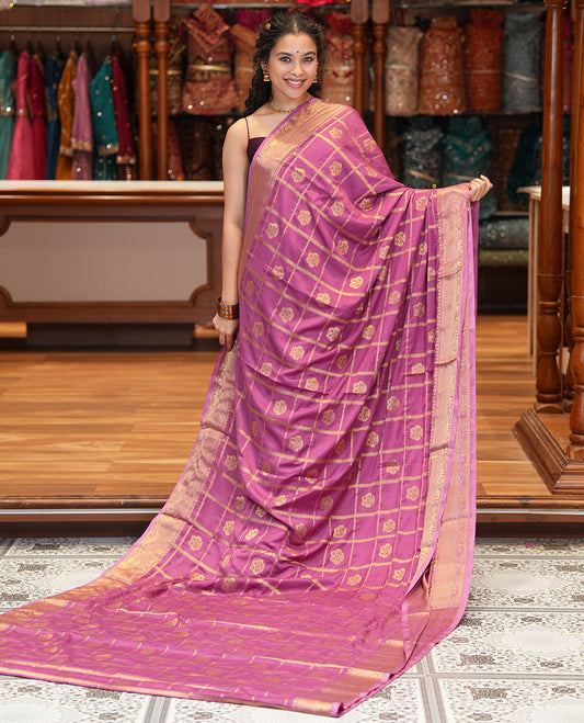 Onion Pink Fancy Mysore Silk Saree