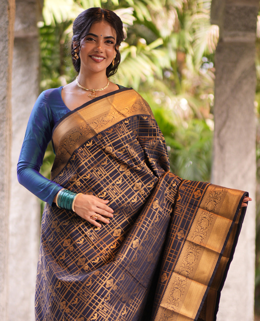 Navy Blue Budget Silk Saree