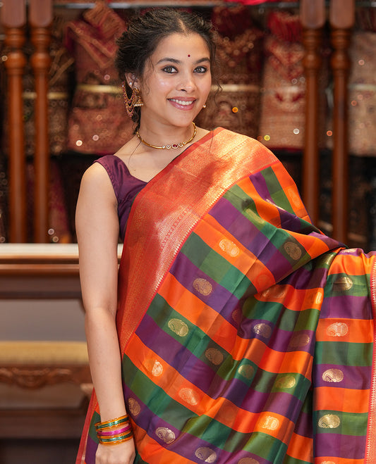 Rust Semi Soft Silk Saree