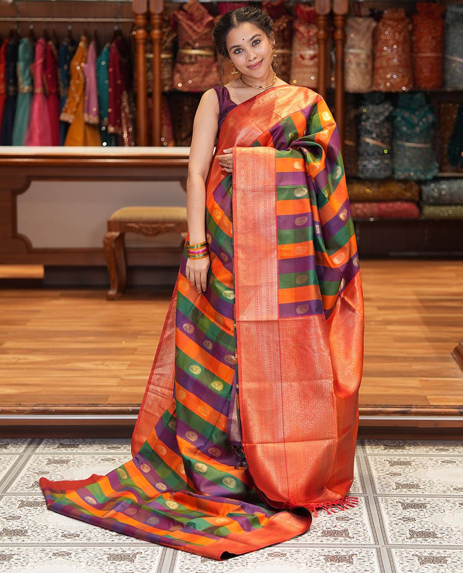 Rust Semi Soft Silk Saree