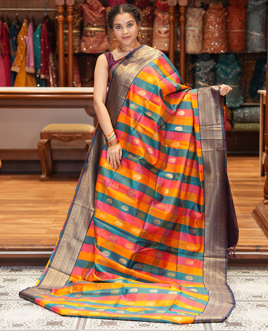 Navy Blue Semi Soft Silk