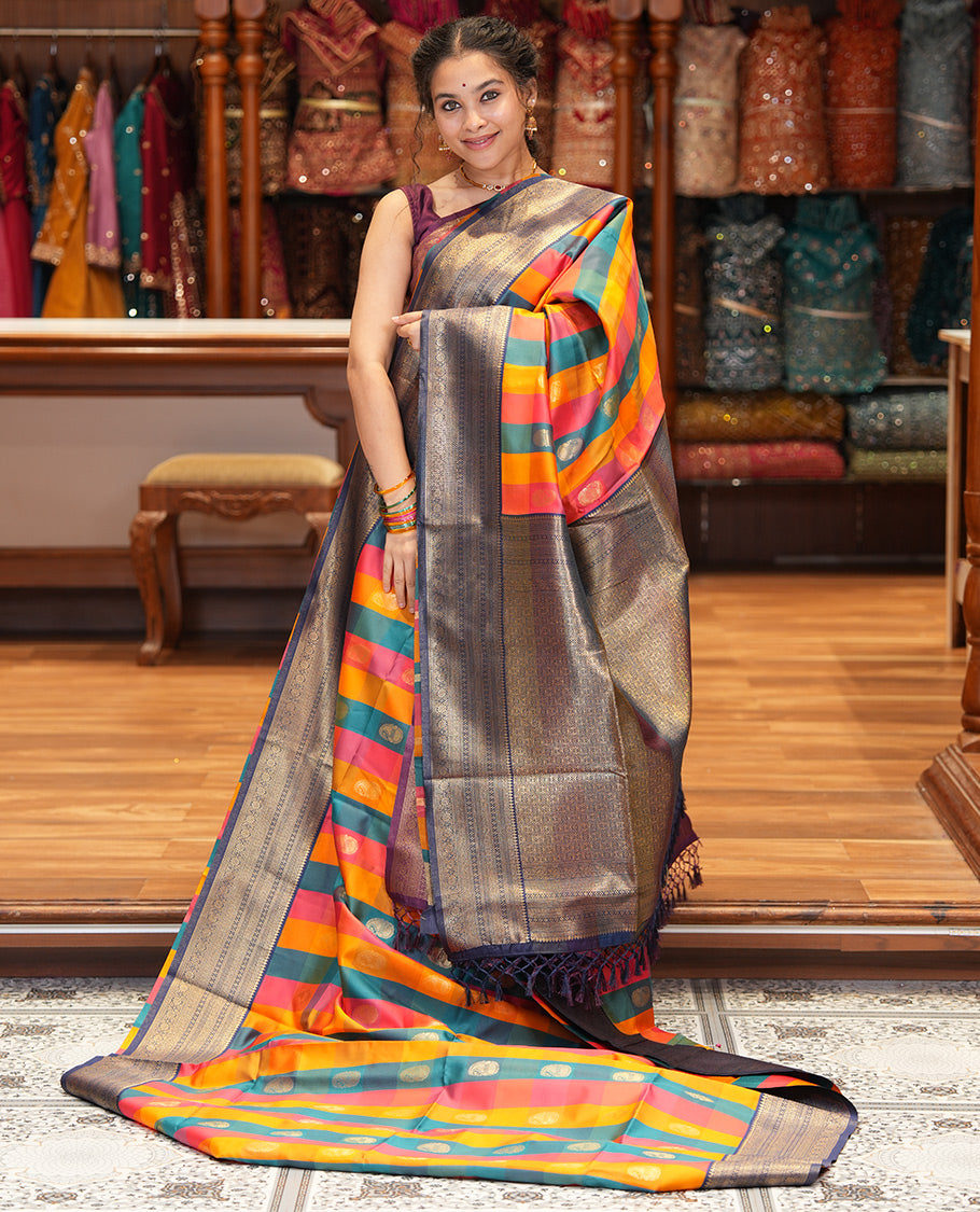 Navy Blue Semi Soft Silk