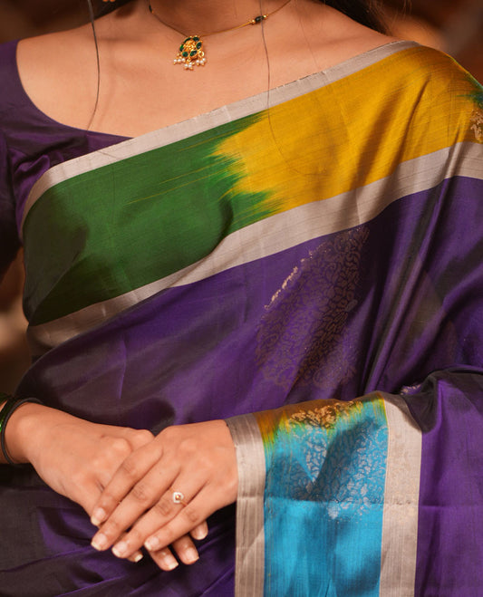 Purple Mayuri Silk Mix Saree