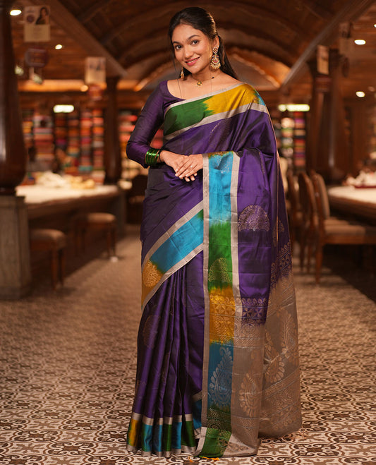 Purple Mayuri Silk Mix Saree
