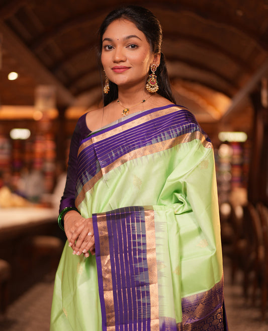 Rexona Green-Violet Mayuri Soft Silk Saree