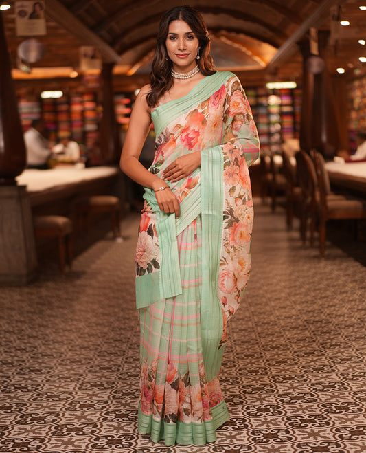 Sea Green Kota Saree