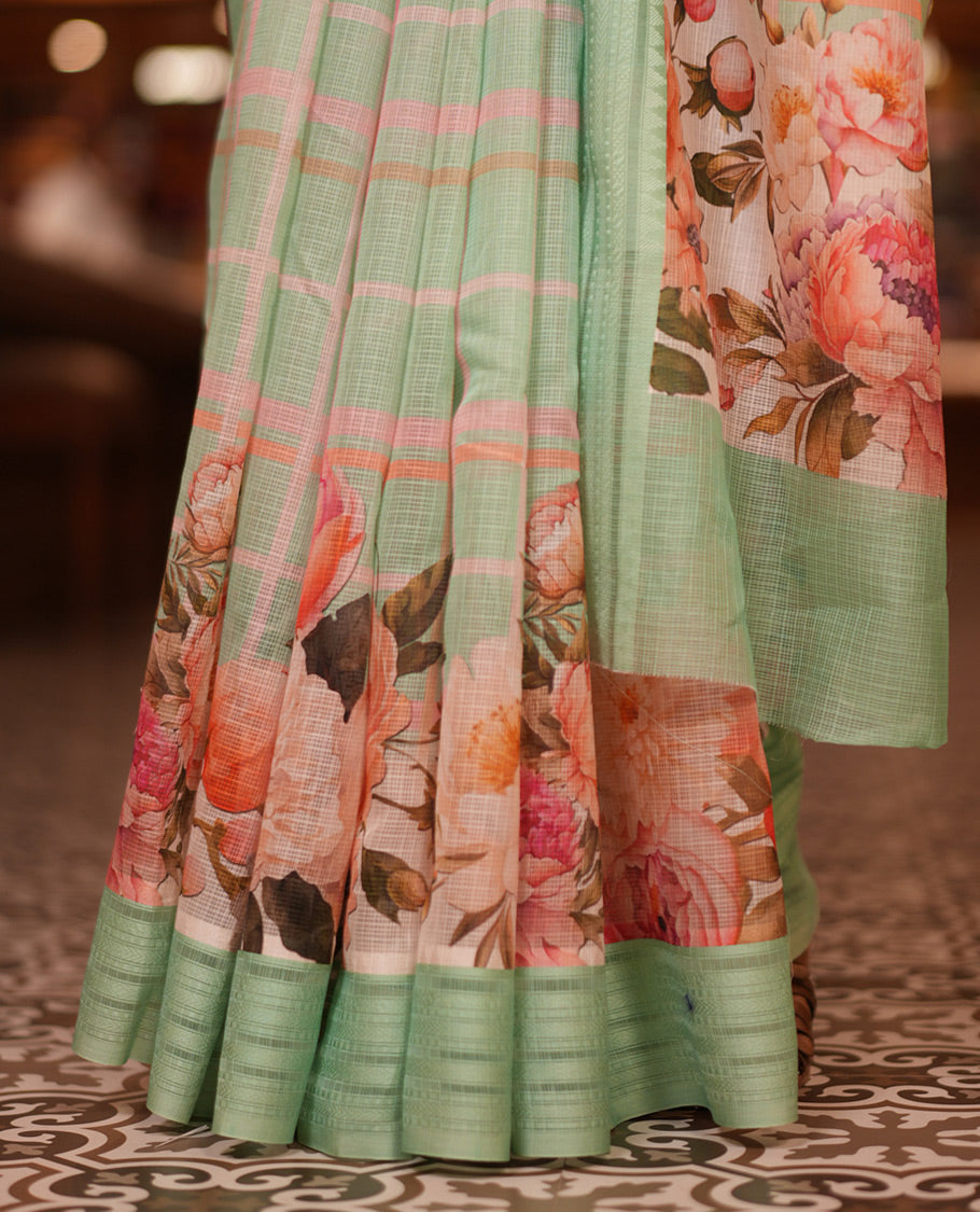 Sea Green Kota Saree