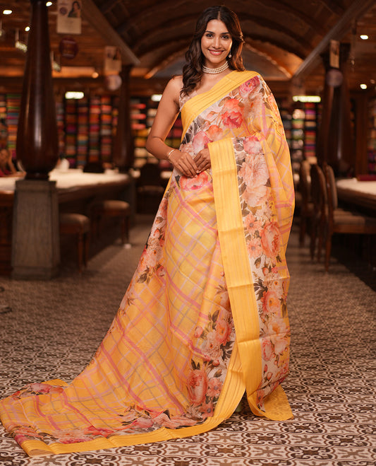 Yellow Kota Saree
