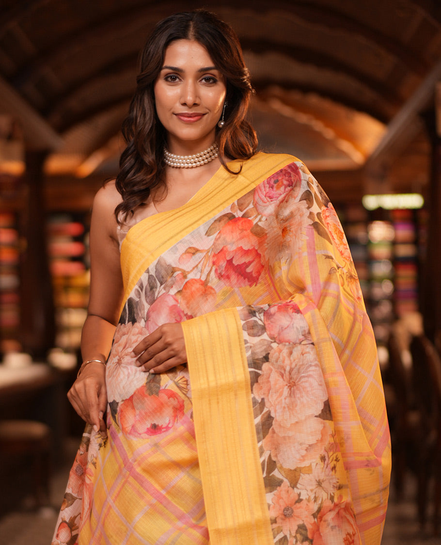 Yellow Kota Saree