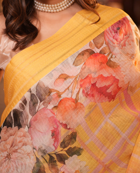 Yellow Kota Saree
