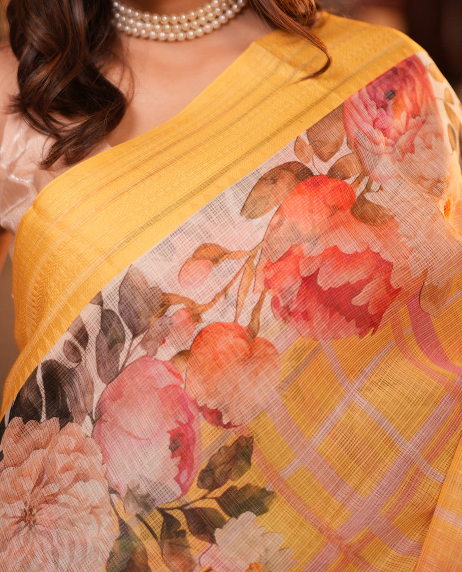 Yellow Kota Saree
