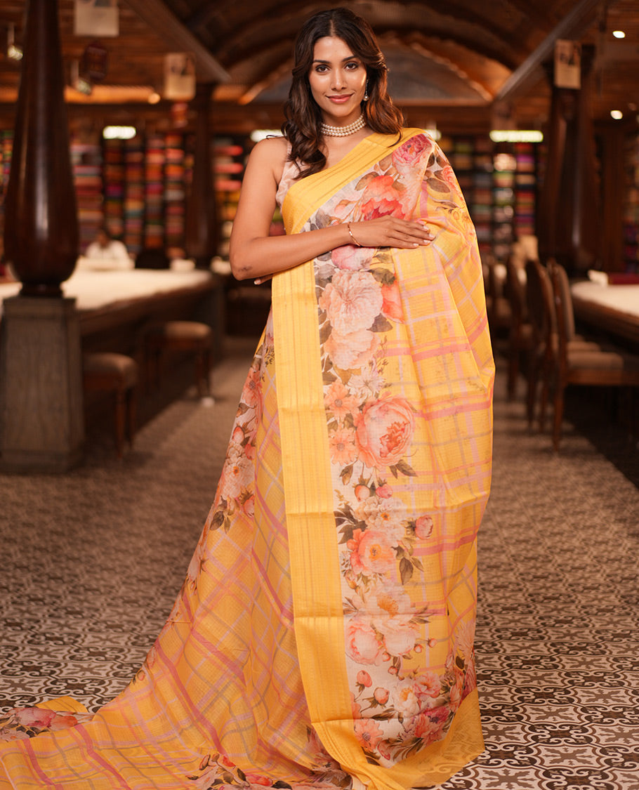 Yellow Kota Saree