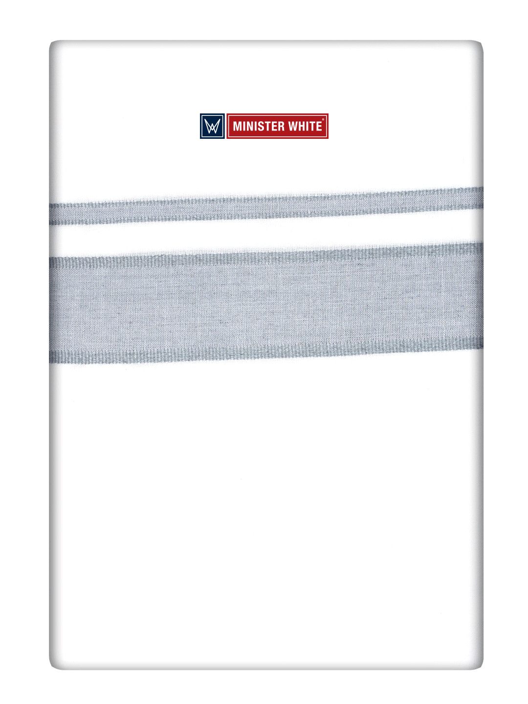 Mens Cotton White Double Layered Dhoti with Grey Fancy Kara - Empuran