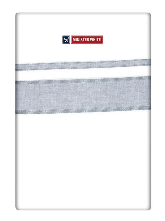 Mens Cotton White Double Layered Dhoti with Grey Fancy Kara - Empuran