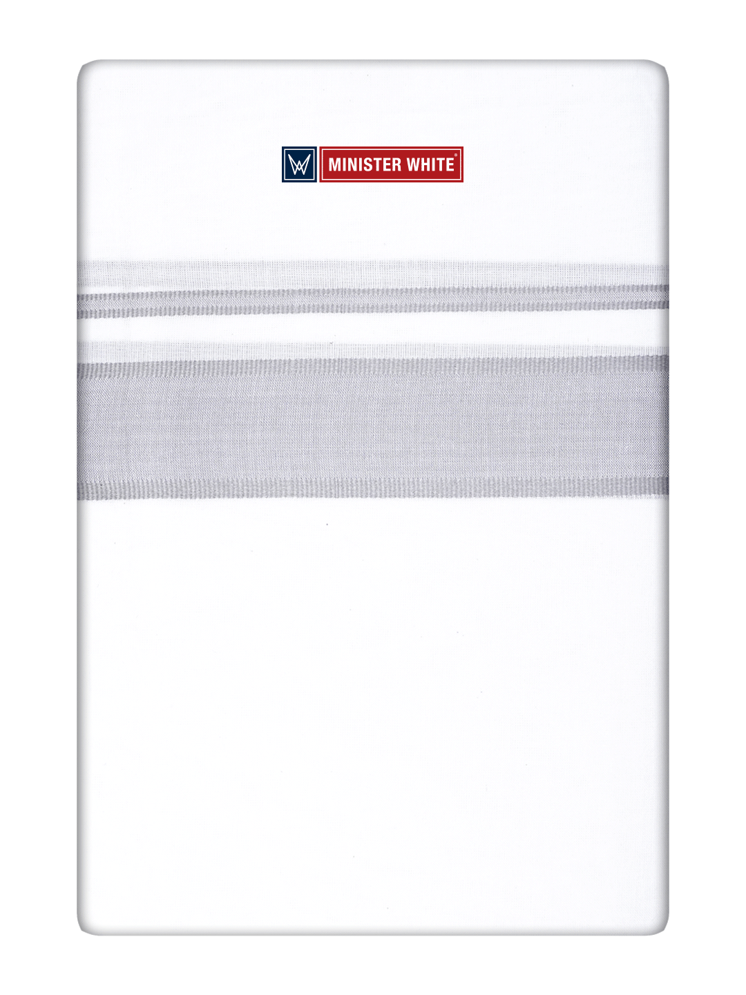 Mens Cotton White Double Layered Dhoti with Cement Fancy Kara - Empuran