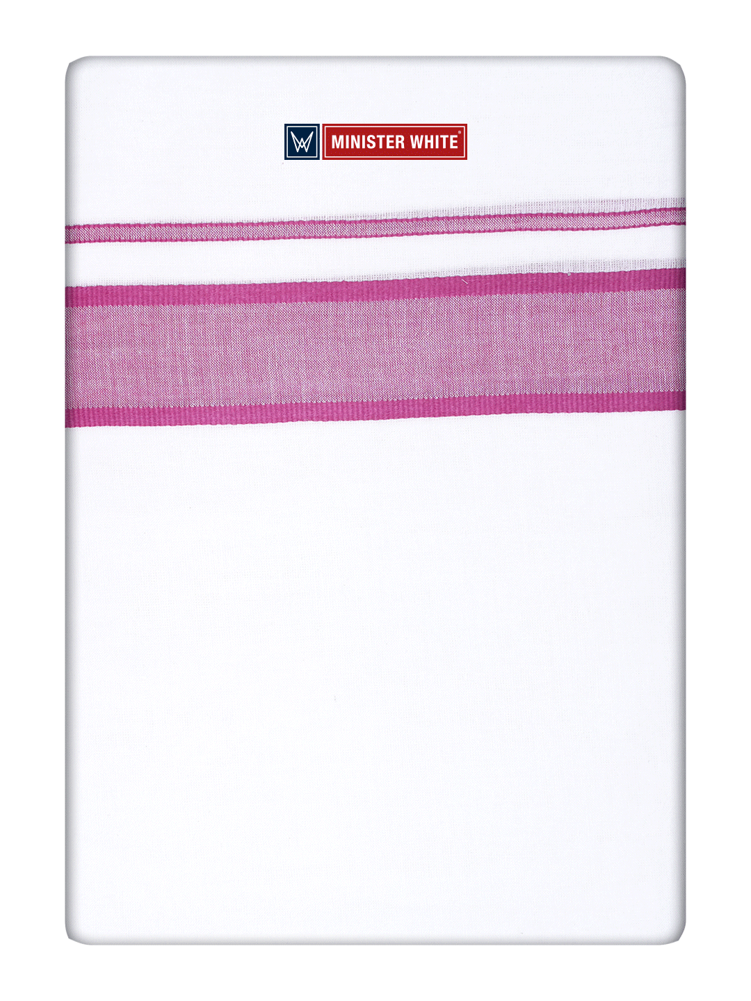 Men's Cotton White Double Layered Dhoti with Magenta Fancy Kara - Empuran