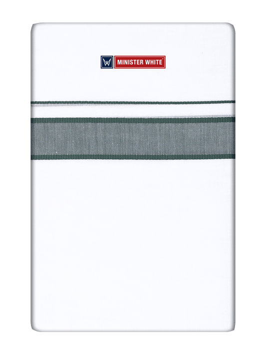 Mens Cotton White Double Layered Dhoti with Dark Green Fancy Kara - Malabar Star