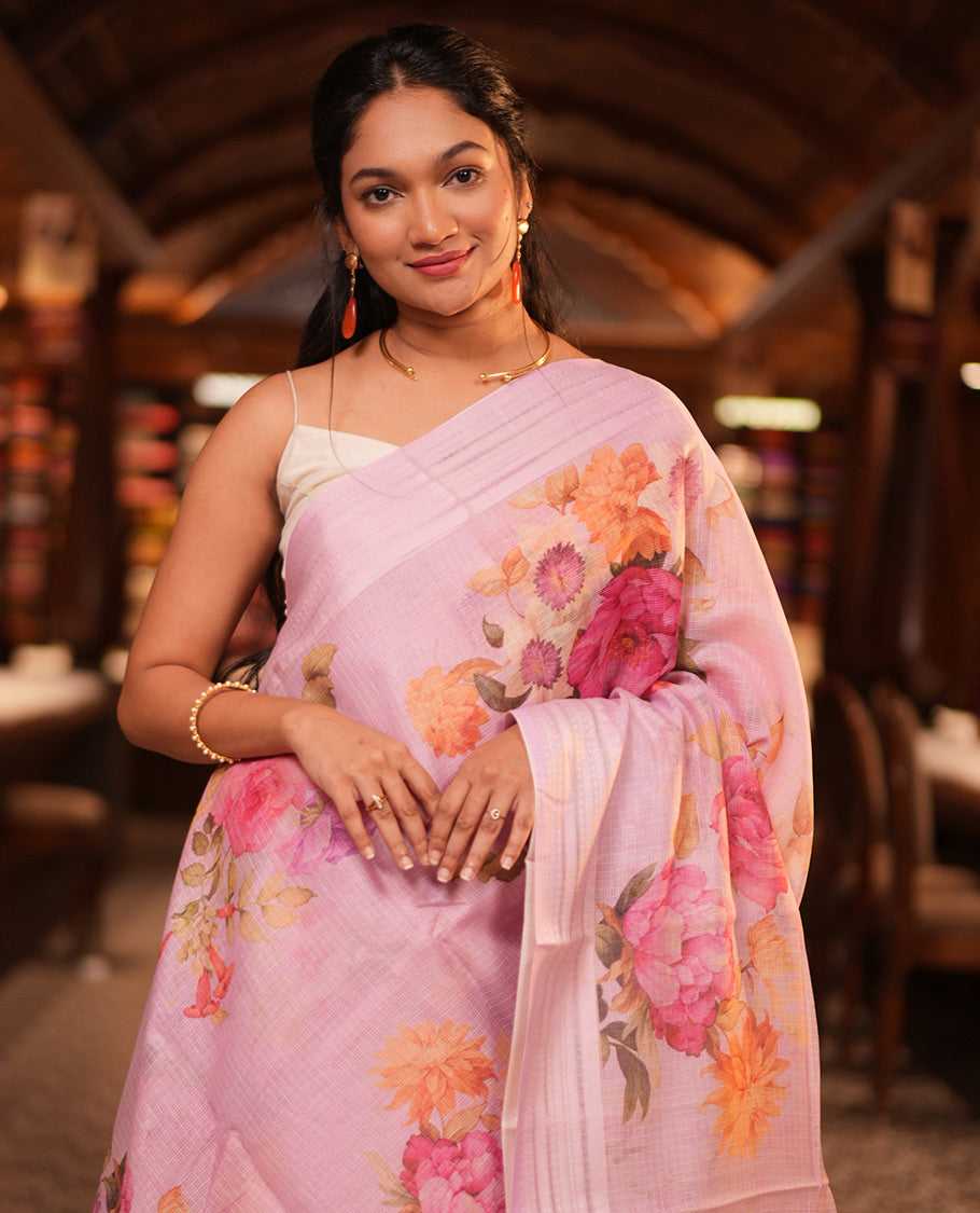 Lavender Kota Saree