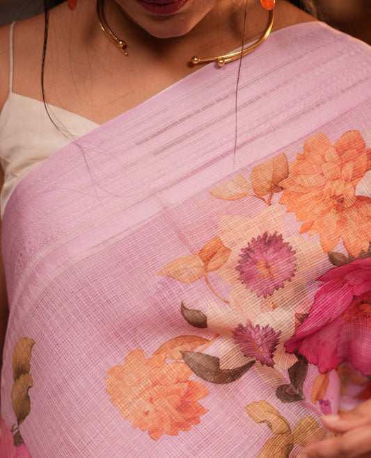 Lavender Kota Saree