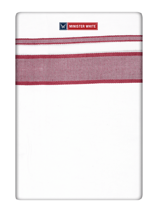 Mens Cotton White Double Layered Dhoti with Maroon Fancy Kara - Empuran