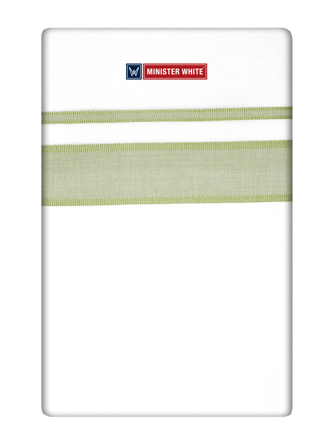 Men's Cotton White Double Layered Dhoti with Leaf Green Fancy Kara  - Empuran