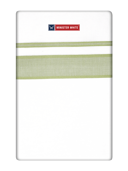 Men's Cotton White Double Layered Dhoti with Leaf Green Fancy Kara  - Empuran