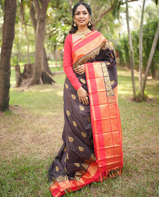Wine-Red Budget Silk Saree