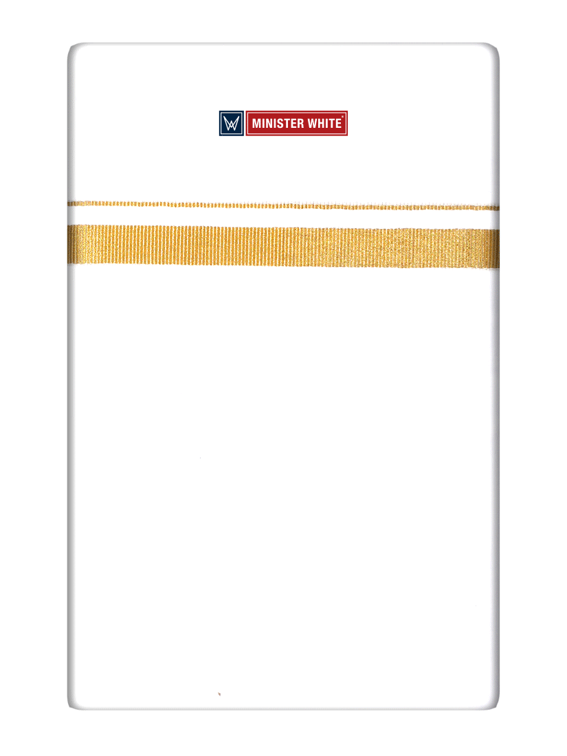 Mens Cotton White Double Layered Dhoti with 1/2" Gold Jari Border - Glow 1/2