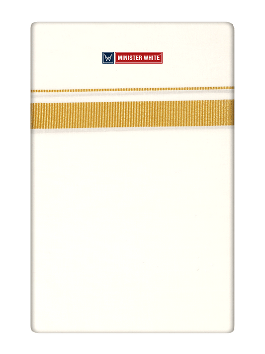 Mens Cotton Cream Single Layered Dhoti with 3/4" Gold Jari Border - Melon