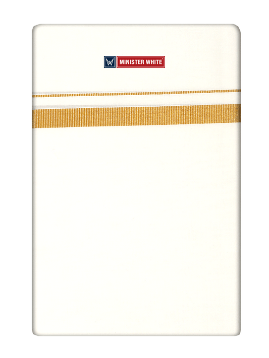 Mens Cotton Cream Single Layered Dhoti with 1/2" Gold Jari Border - Melon 1/2