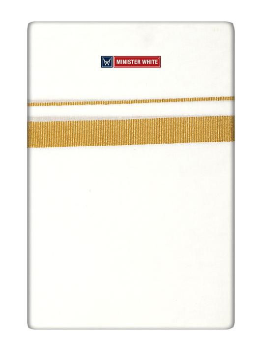 Mens Cotton Cream Double Layered Dhoti with 3/4" Gold Jari Border - Glow 3/4