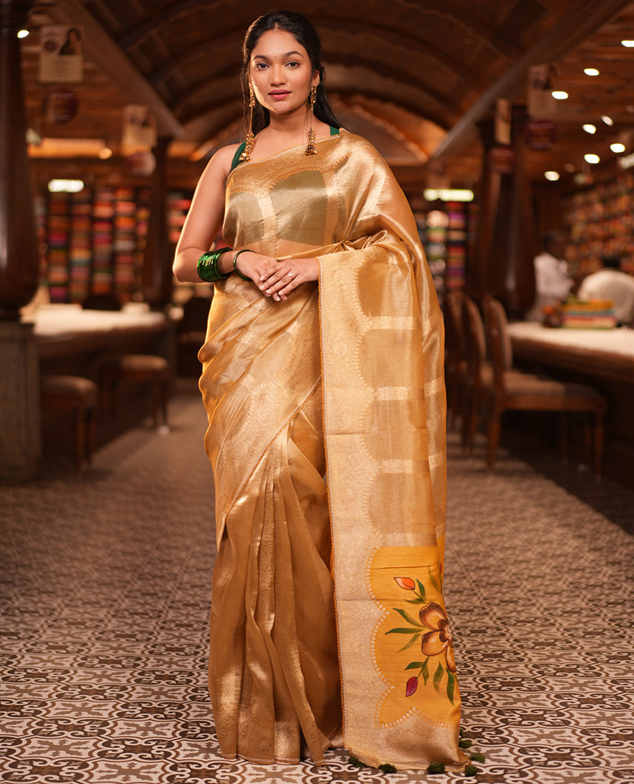 Mustard Fancy Organza Saree