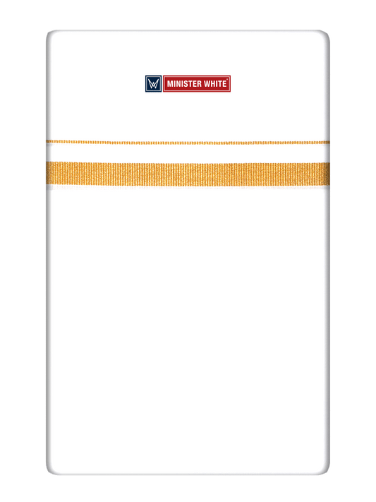 Mens Cotton White Single Layered Dhoti with 1/2" Gold Jari Border - Prime 1/2