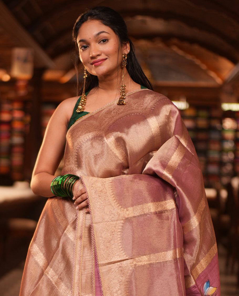 Onion Pink Fancy Organza Saree