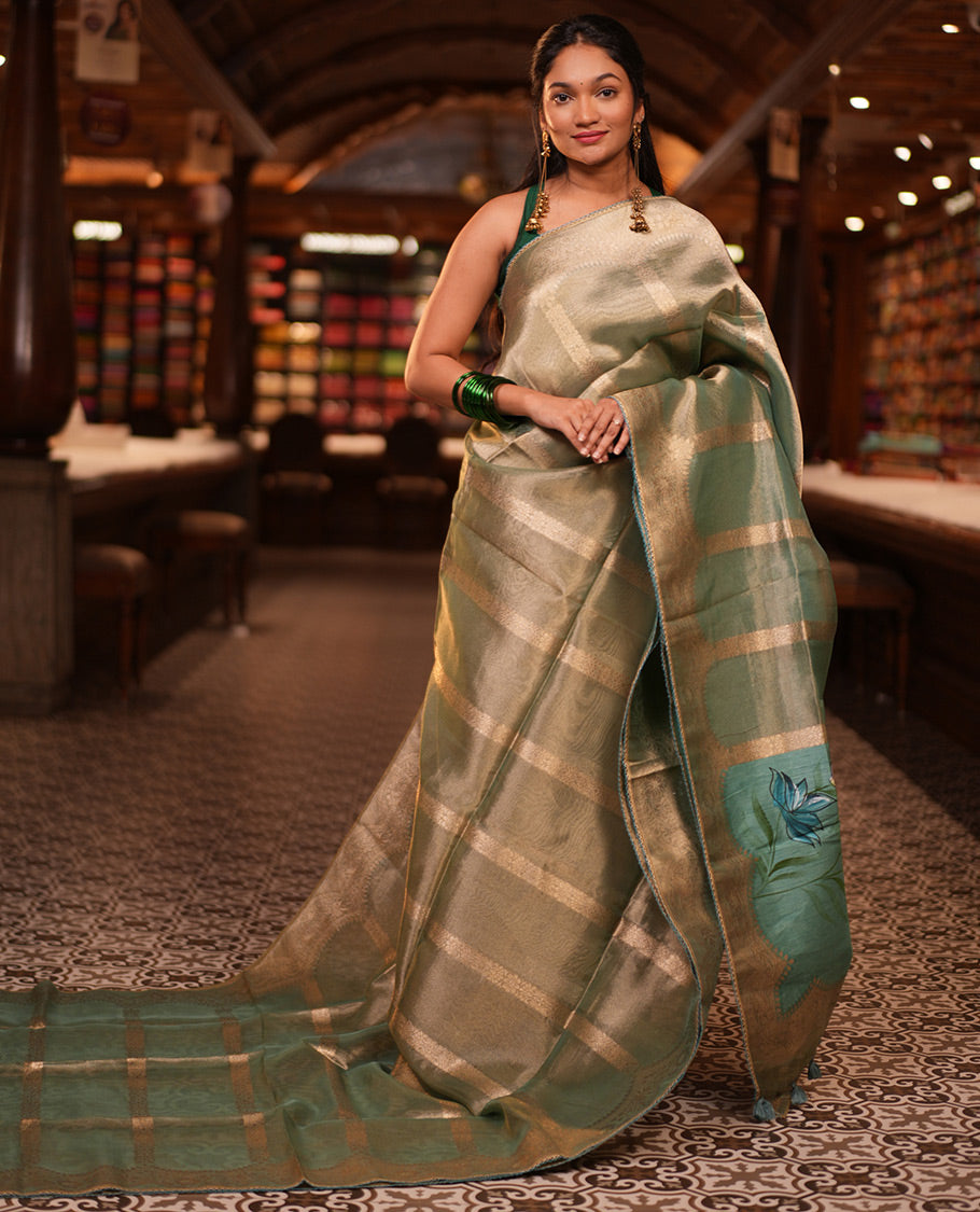 Sea Green Fancy Organza Saree