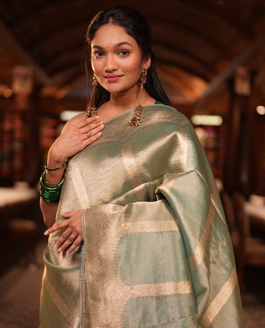Sea Green Fancy Organza Saree