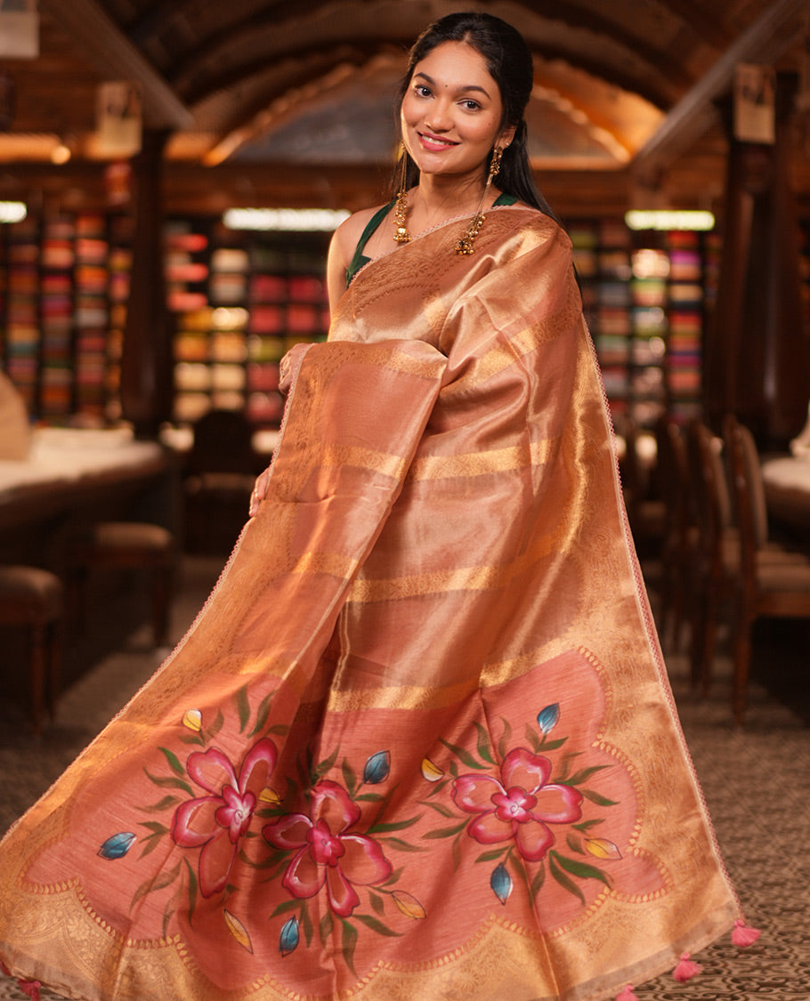 Copper Fancy Organza Saree