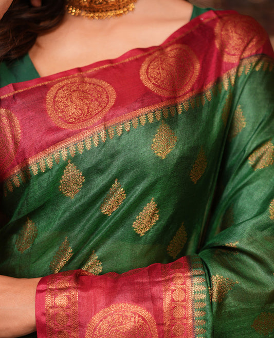 Green Fancy Tussar Saree