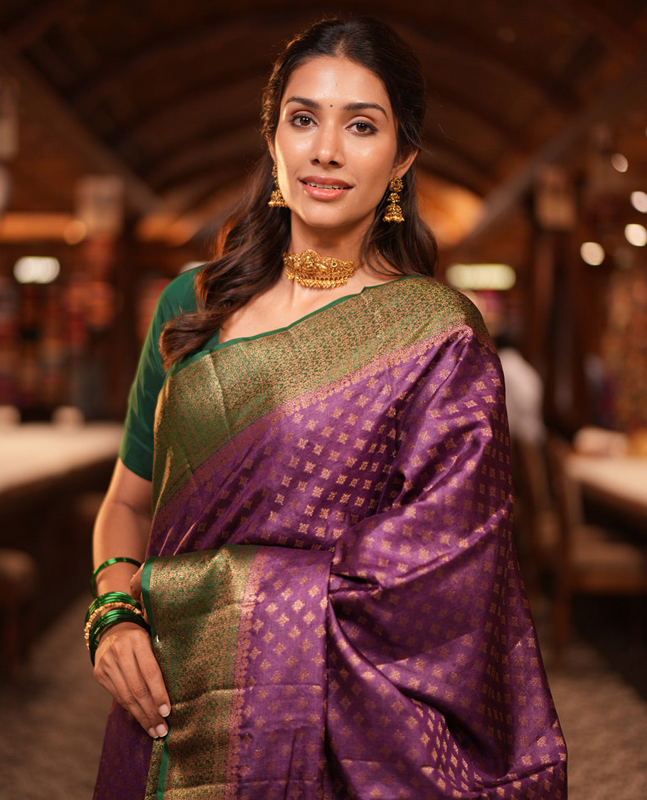 Dark Purple Fancy Tussar Saree