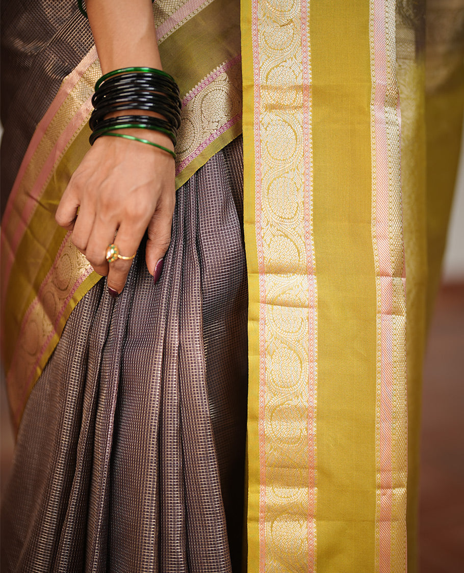 Brown-Mehendi Green Vasundhara Silk Saree