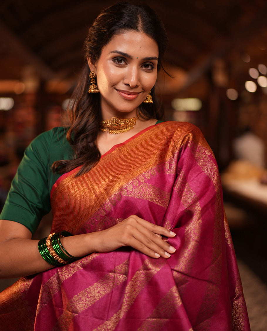 Red Fancy Tussar Saree