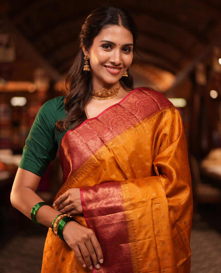 Yellow Fancy Tussar Saree
