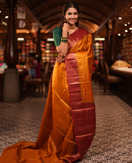 Yellow Fancy Tussar Saree