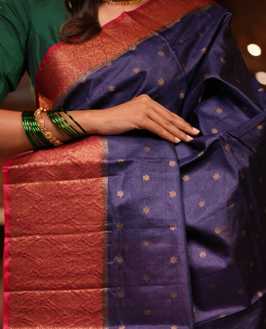 Blue Fancy Tussar Saree