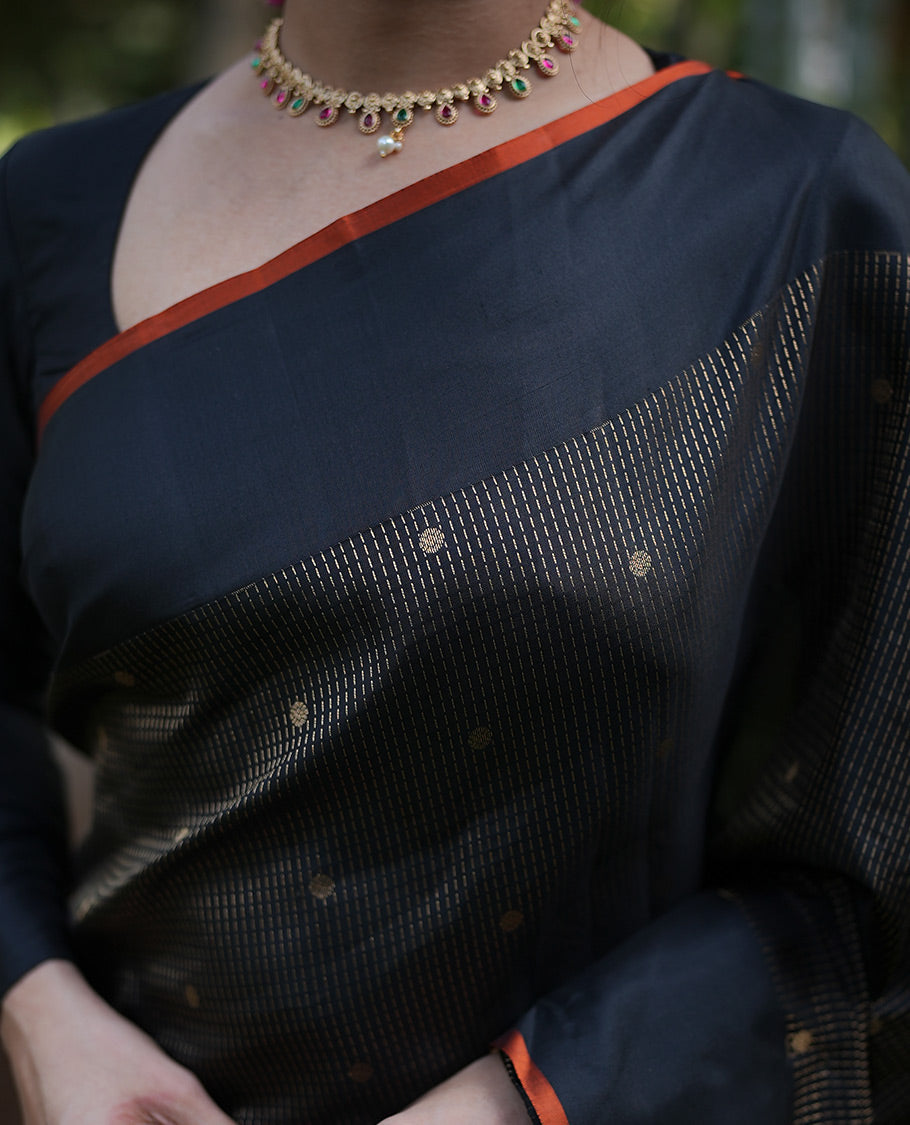 Black-Orange Vasundhara Silk Saree