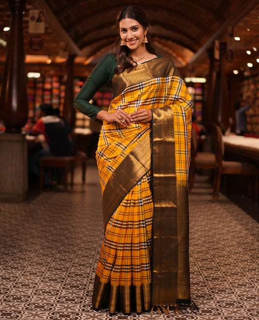 Yellow-Green Vasundhara Lite Silk Saree