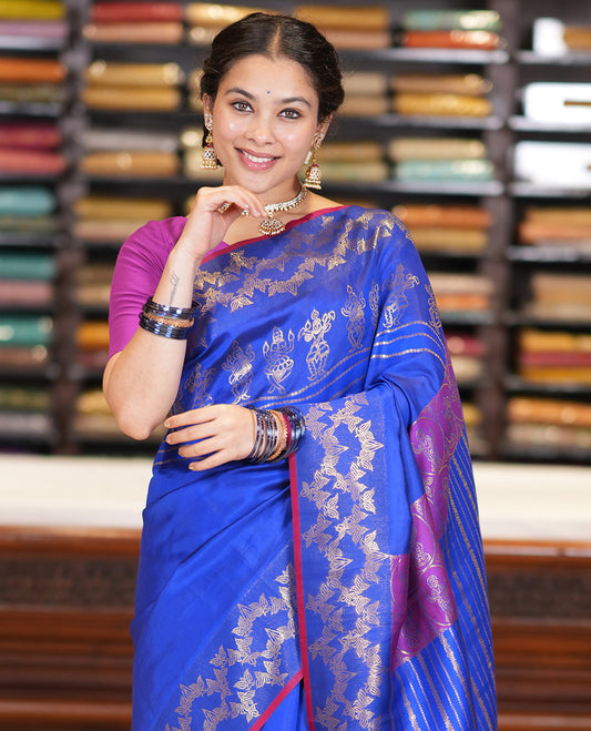 M.s Blue Semi-Soft Silk Saree