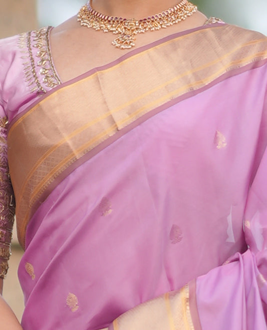 Lavender-Light Chocolate Vasundhara Lite Silk Mix Saree