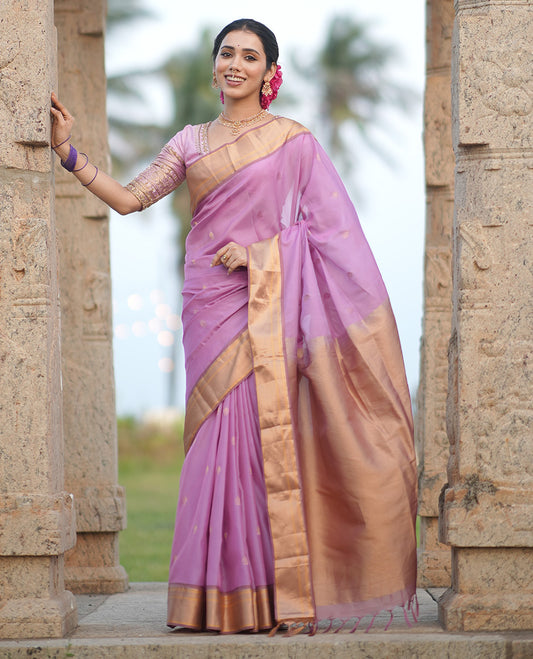 Lavender-Light Chocolate Vasundhara Lite Silk Mix Saree