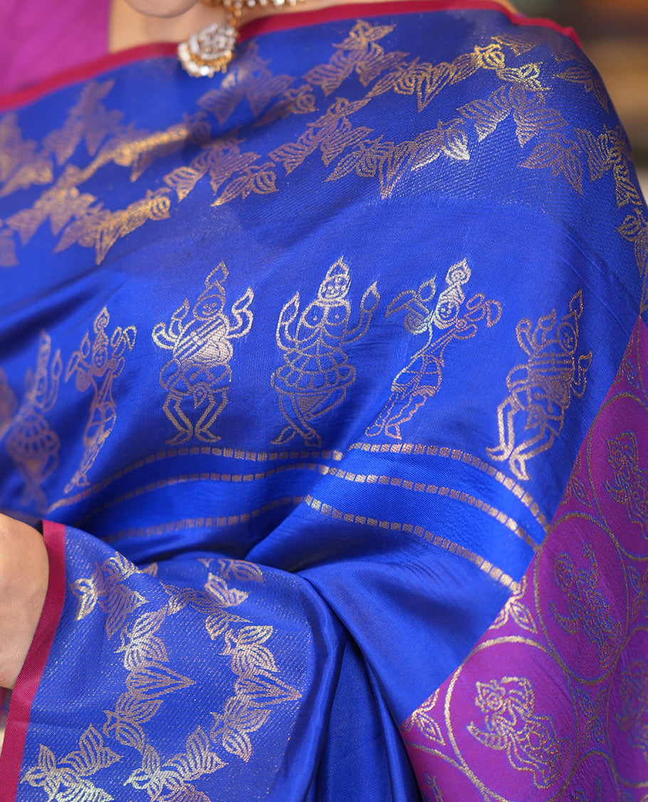 M.s Blue Semi-Soft Silk Saree